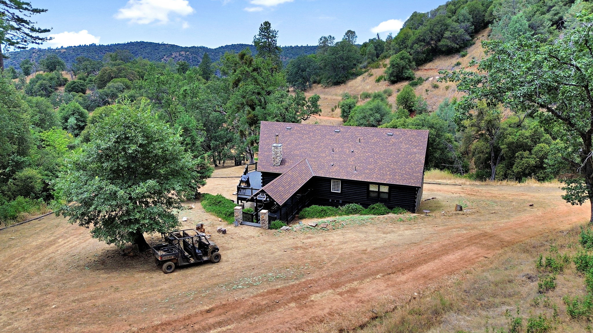 Aerial above the lodge and surrounding land