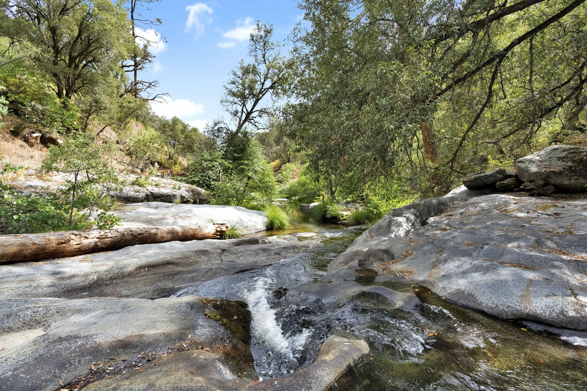 Water rushing over polished river rock