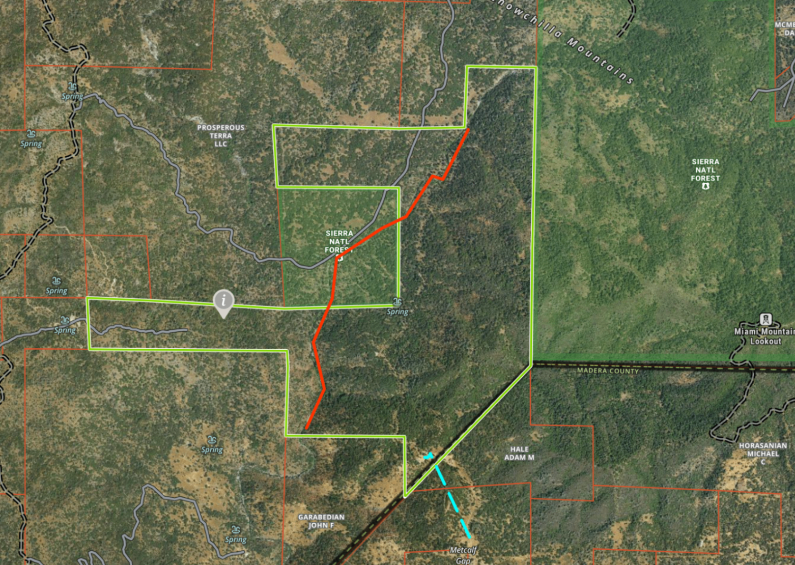 Full parcel boundary map of RedTail Ranch with surrounding land context